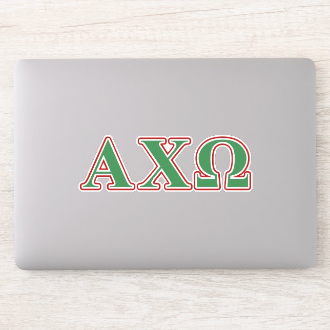 Sticker Alphi Chi Omega Lettres Vertes et Rouges (Ordinateur)