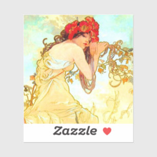 Sticker Alphonse Mucha Art Nouveau Été