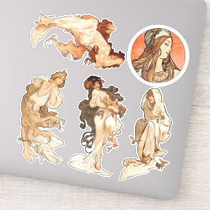 Sticker Alphonse Mucha Four Seasons et Bonus Circle