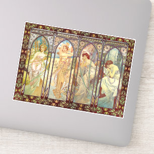 Sticker Alphonse Mucha - Les heures du jour