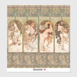 Sticker Alphonse Mucha Quatre Saisons Panneau Art nouveau 
