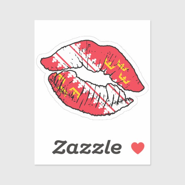 Sticker Alsace Alsacienne Lipstick Love Drapeau (Feuille)