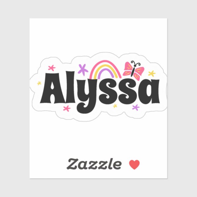 Sticker Alyssa nom mignonne design (Feuille)