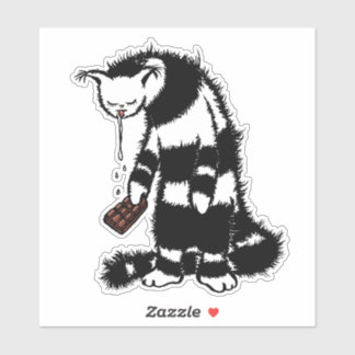Sticker Amant Chocolat Drôle - Encre Tirée Drooling Chat