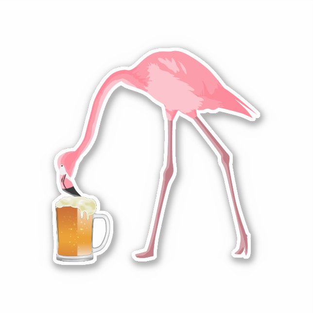 Sticker Amant rose de bière de Flamant rose (Devant)