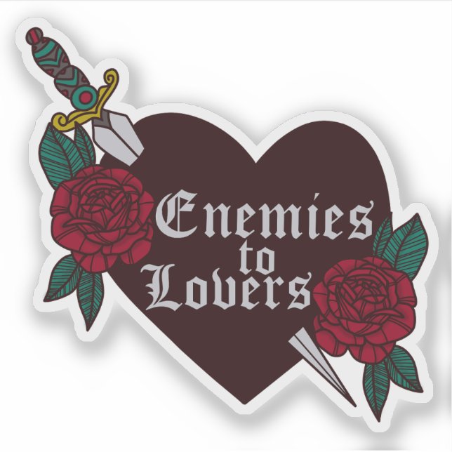 Sticker Amants et ennemis cœur et poignard (Devant)