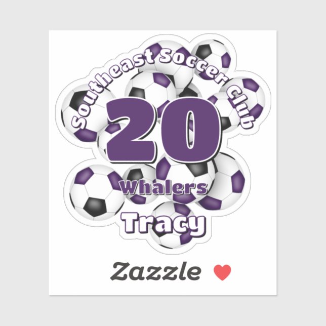Sticker amas de violet noir de balles de football couleurs (Feuille)