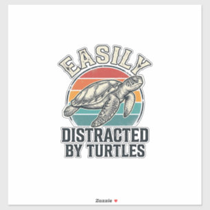 Sticker Amateur de tortues vintage facilement distrait par