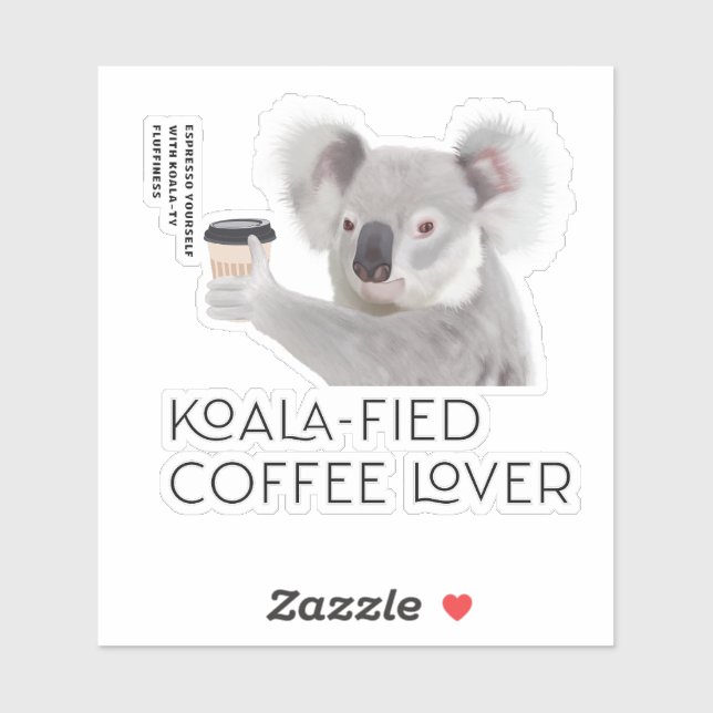 Sticker Amateurs de café Fluffy Koala Pun (Feuille)