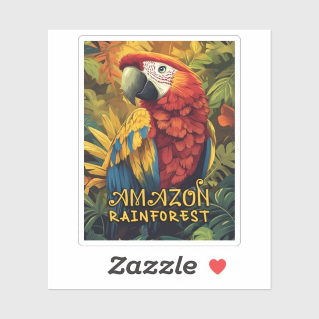 Sticker Amazon Rainforest Macaw (Feuille)