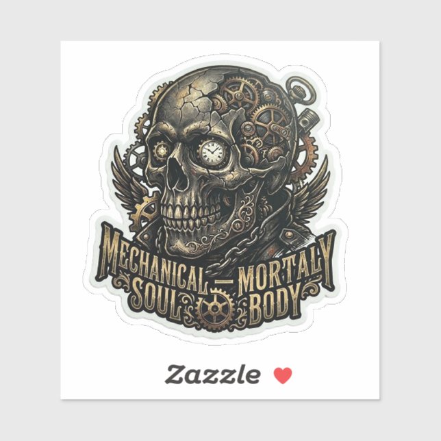 Sticker Âme mécanique Corps mortel Motard Steampunk (Feuille)