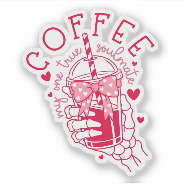 Sticker Âme sœur du café Red Hearts Squelette Main  (Devant)