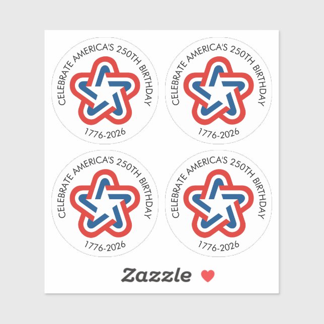 Sticker America 250 - 1776-2026 Star Design Vintage (Feuille)