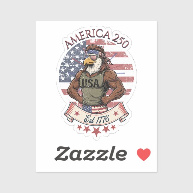 Sticker America 250 Patriotic Eagle Strength Art (Feuille)