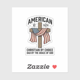 Sticker Américain par la Foi Christian Papa Croix Patrioti