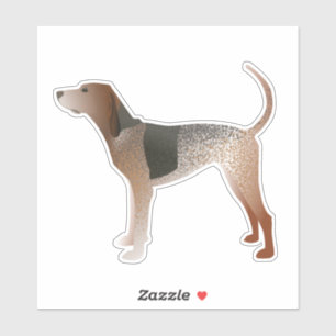 Sticker American Anglais Coonhound Vue latérale Silhouette