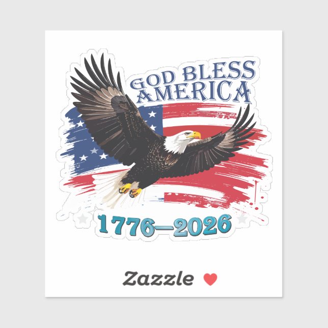 Sticker American Bold Eagle God Bless America 250 Years (Feuille)