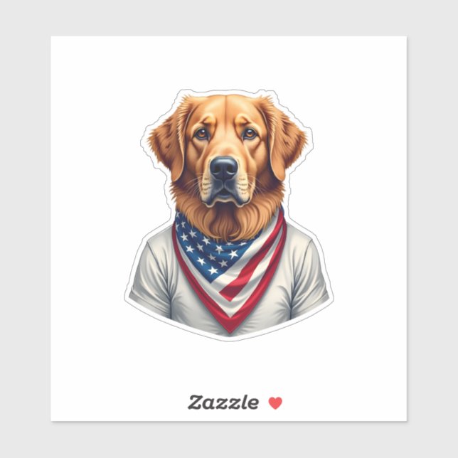 Sticker American Canine Golden Retriever Vintage Tee (Feuille)