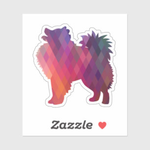 Sticker American Eskimo Chien Geo Silhouette violet