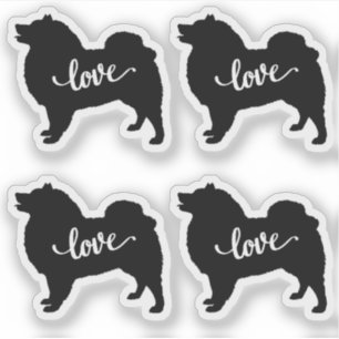 Sticker American Eskimo Chien race Love x4 Vinyl