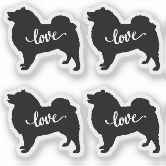 Sticker American Eskimo Chien race Love x4 Vinyl (Devant)