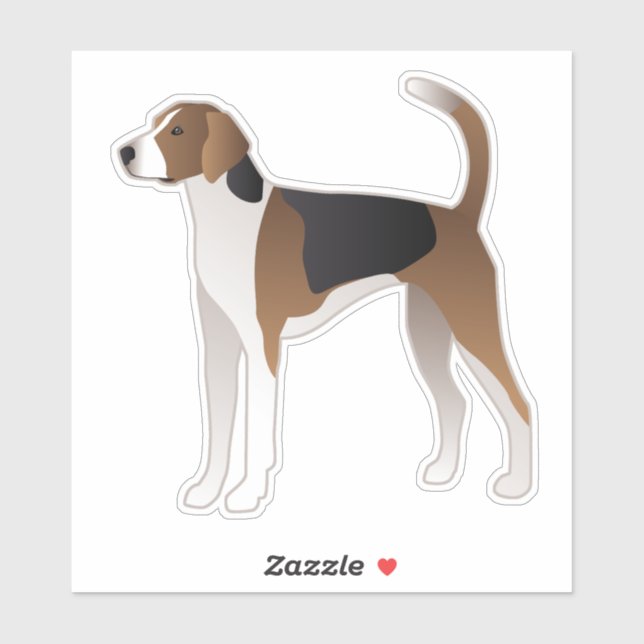 Sticker American Foxhound Chien race Vue latérale Silhouet (Feuille)