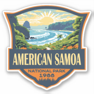 Sticker American Samoa National Park Illustration Retro