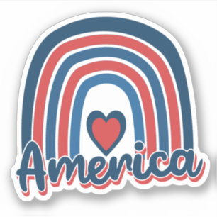 Sticker Amérique 4 juillet Fête Rainbow USA