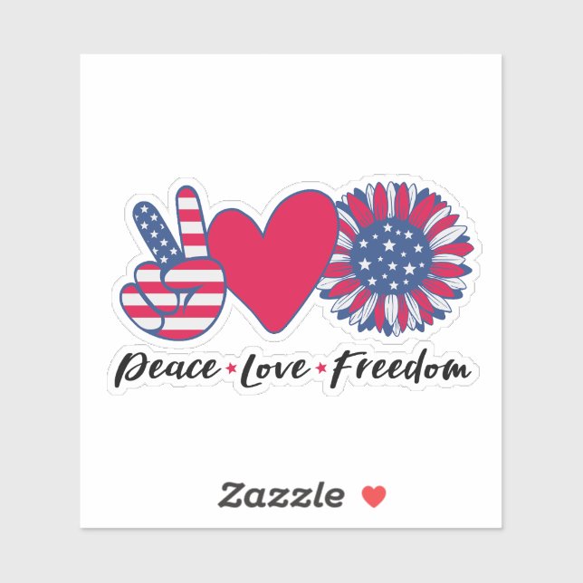 Sticker Amérique. Paix. Amour. Liberté.  (Feuille)