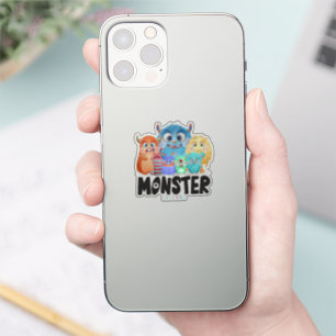 Sticker Amis Monster 2"x 2"- transparent brillant