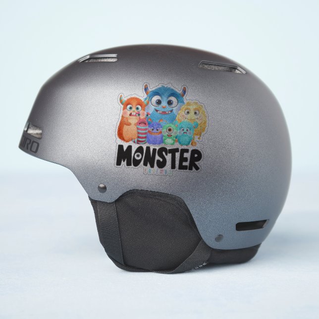 Sticker Amis Monstres | 10x10cm - Transparent brillant (Côté casque)