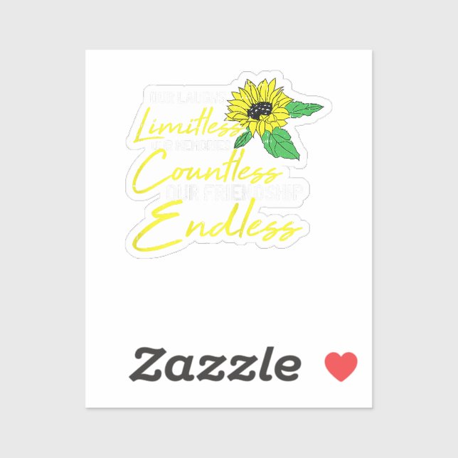 Sticker Amitié Meilleur Ami Cute Sunflower Bestie BFF M (Feuille)