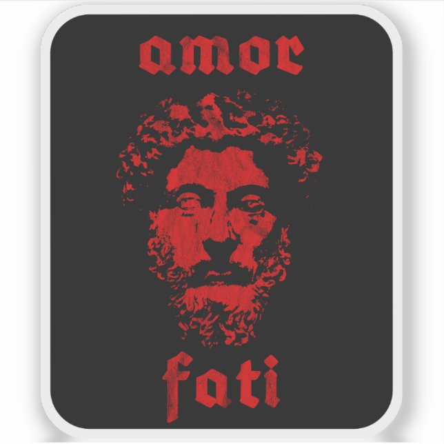 Sticker Amor Fati - Marcus Aurelius (rouge vintage) (Devant)