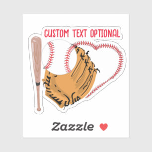 Sticker Amour baseball, Glove et chauves-souris