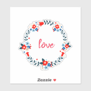 Sticker Amour circulaire de couronne florale