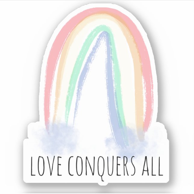 Sticker amour conquiert toute l'arc-en-ciel aquarelle pein (Devant)