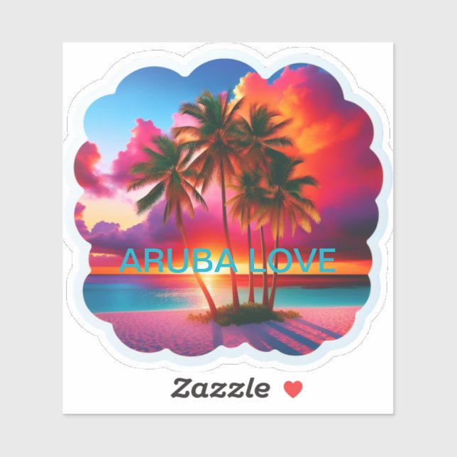 Sticker Amour d'Aruba couleur incroyable (Feuille)