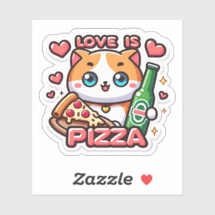 Sticker Amour de chat amusant est Pizza