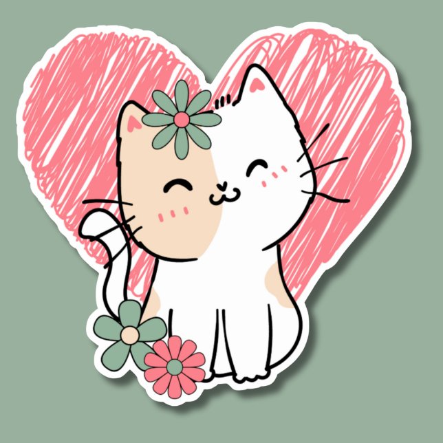 Sticker Amour et Whiskers imperméable (Créateur téléchargé)