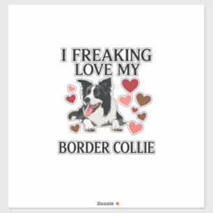 Sticker Amour fou pour Border Collie Dog Hearts_1