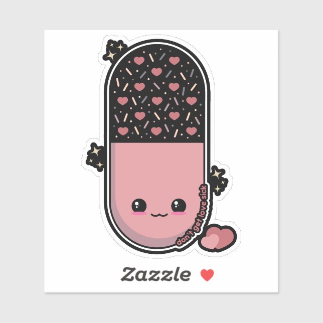 Sticker Amour malade de la pilule Kawaii  (Feuille)