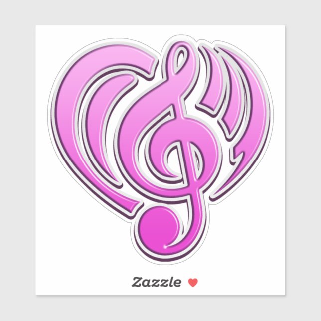 Sticker Amour Musical Vibrations Rose Musique Note DJ (Feuille)