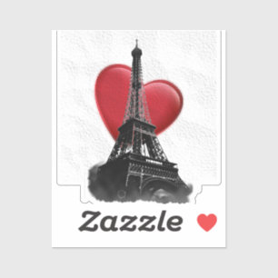 Sticker Amour Paris Coeur Rouge Tour Eiffel