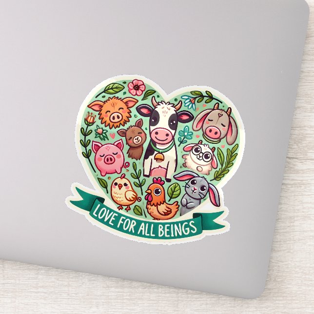 Sticker Amour pour tous les êtres - Conception végane (Détail)