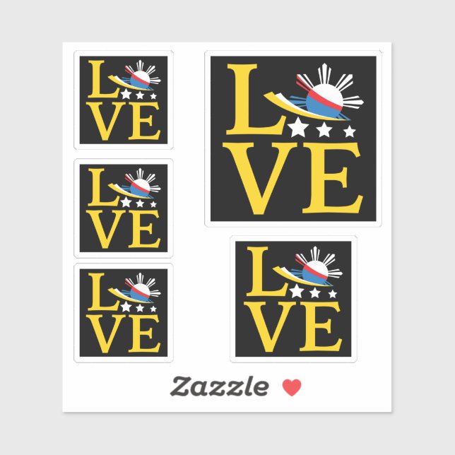Sticker Amour - Typographie du drapeau philippin (Feuille)