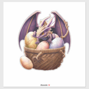 Sticker Amoureuse de fille dragon collectant des œufs de P