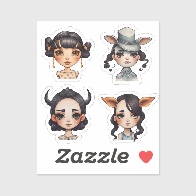Sticker Amoureuse des animaux fille (Feuille)