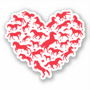 Sticker Amoureux Animaux Cheval Fun Drôle Coeur Cheval