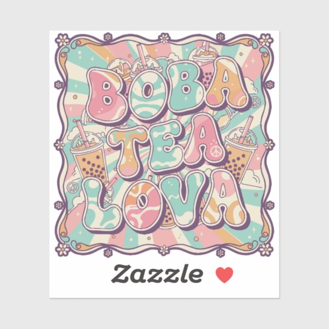 Sticker Amoureux de Bubble Tea (Feuille)