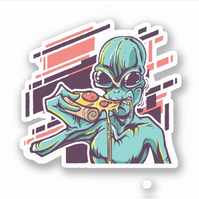 Sticker Amoureux de la pizza amusante ALIEN de dessin grap (Devant)